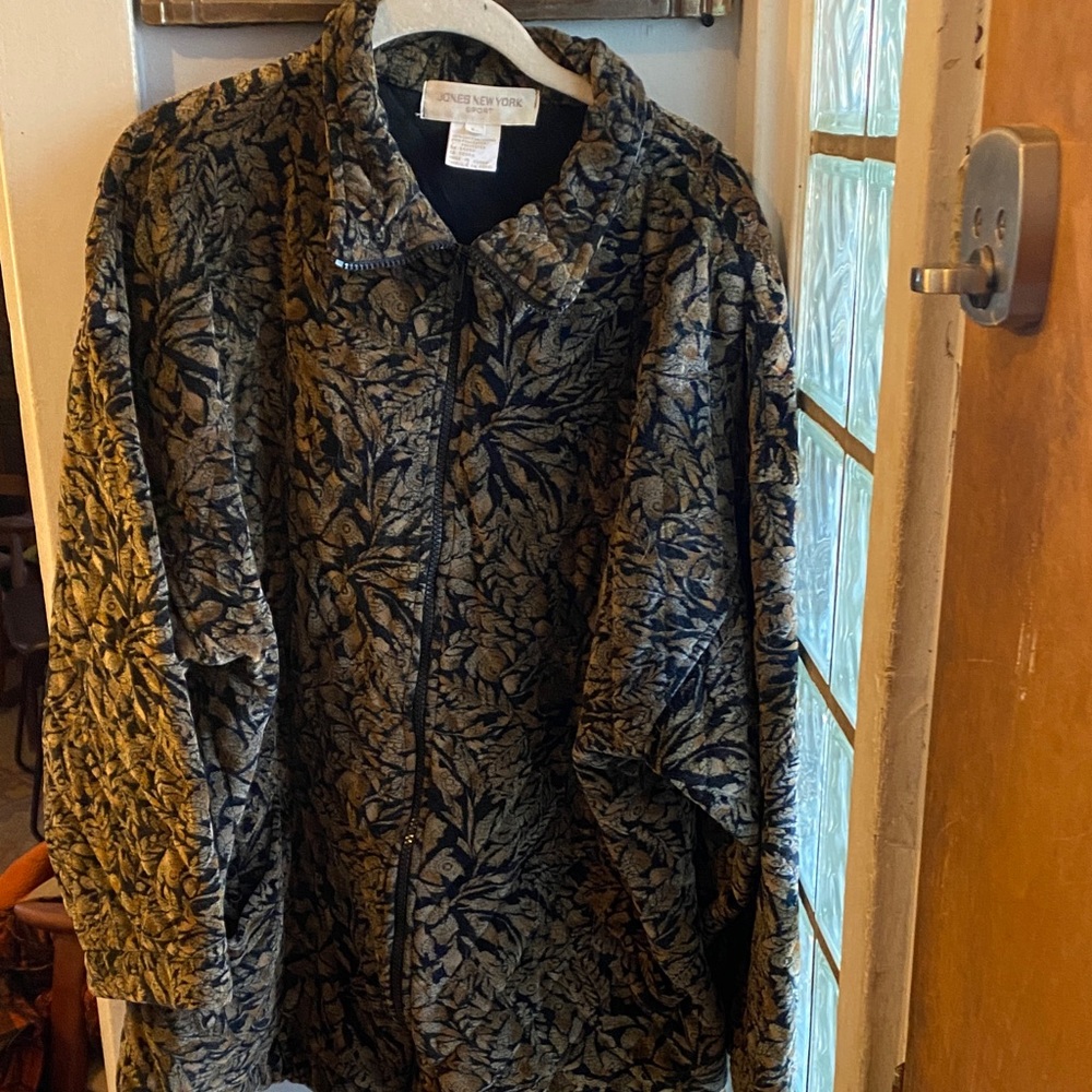 Jones New York Black and Gold Floral Jacket